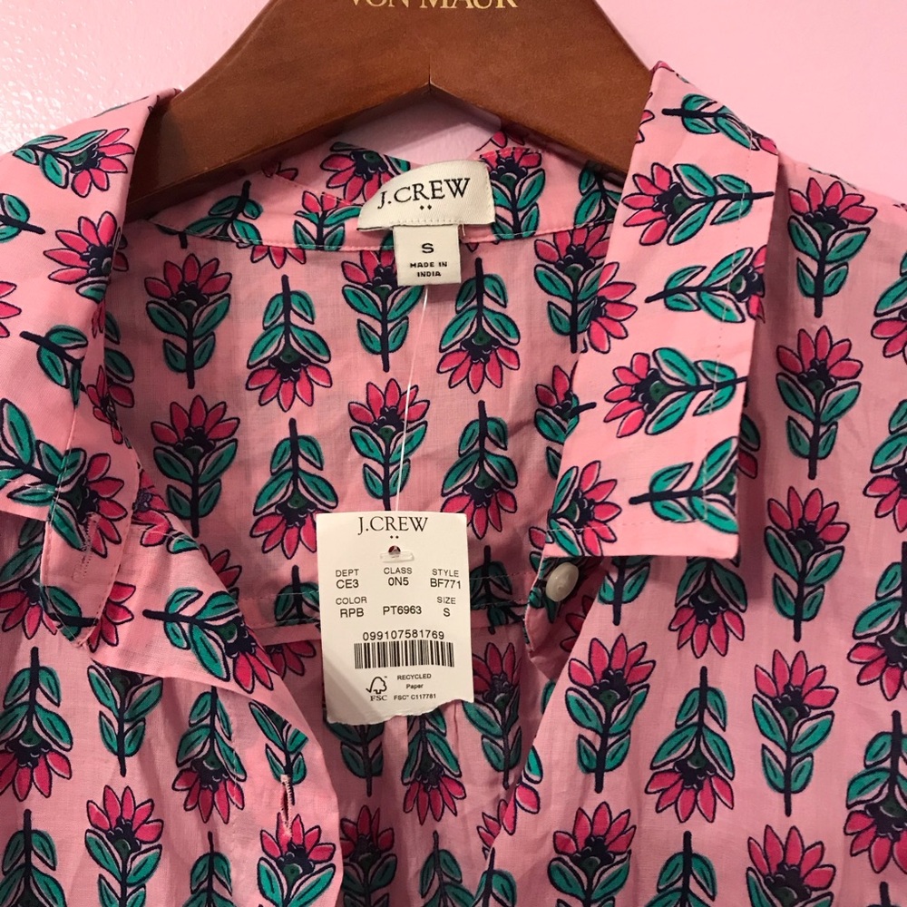 J. Crew floral printed collared button down mini shirtdress size small - Picture 3 of 4